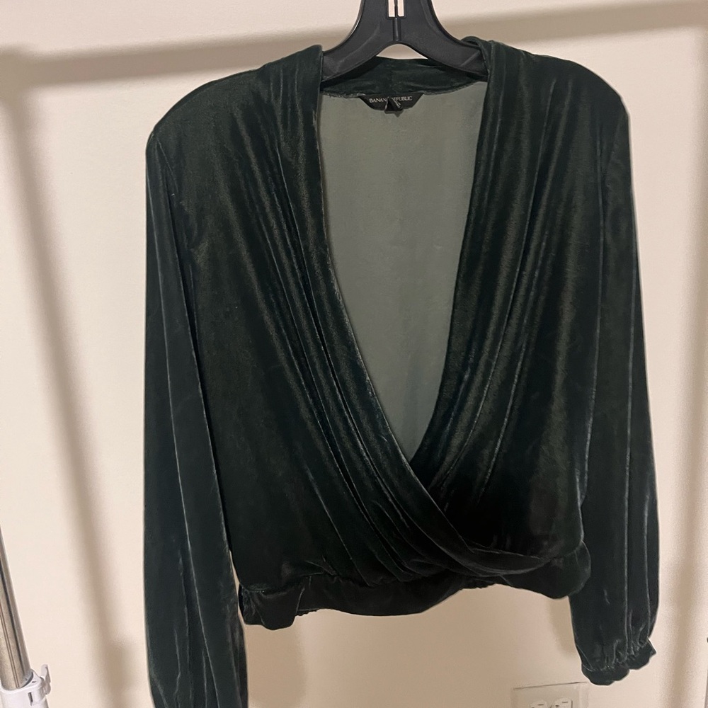 Banana Republic Deep Green Velvet Blouse